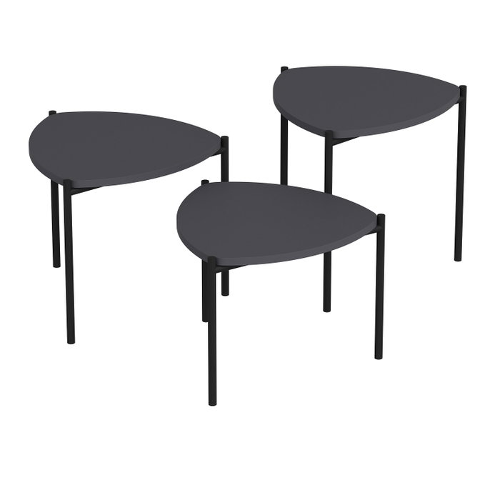 AUCUNE Mesa de centro apilable LENNY Ovalada Antracita AUCUNE Mesa de centro apilable LENNY Ovalada Antracita